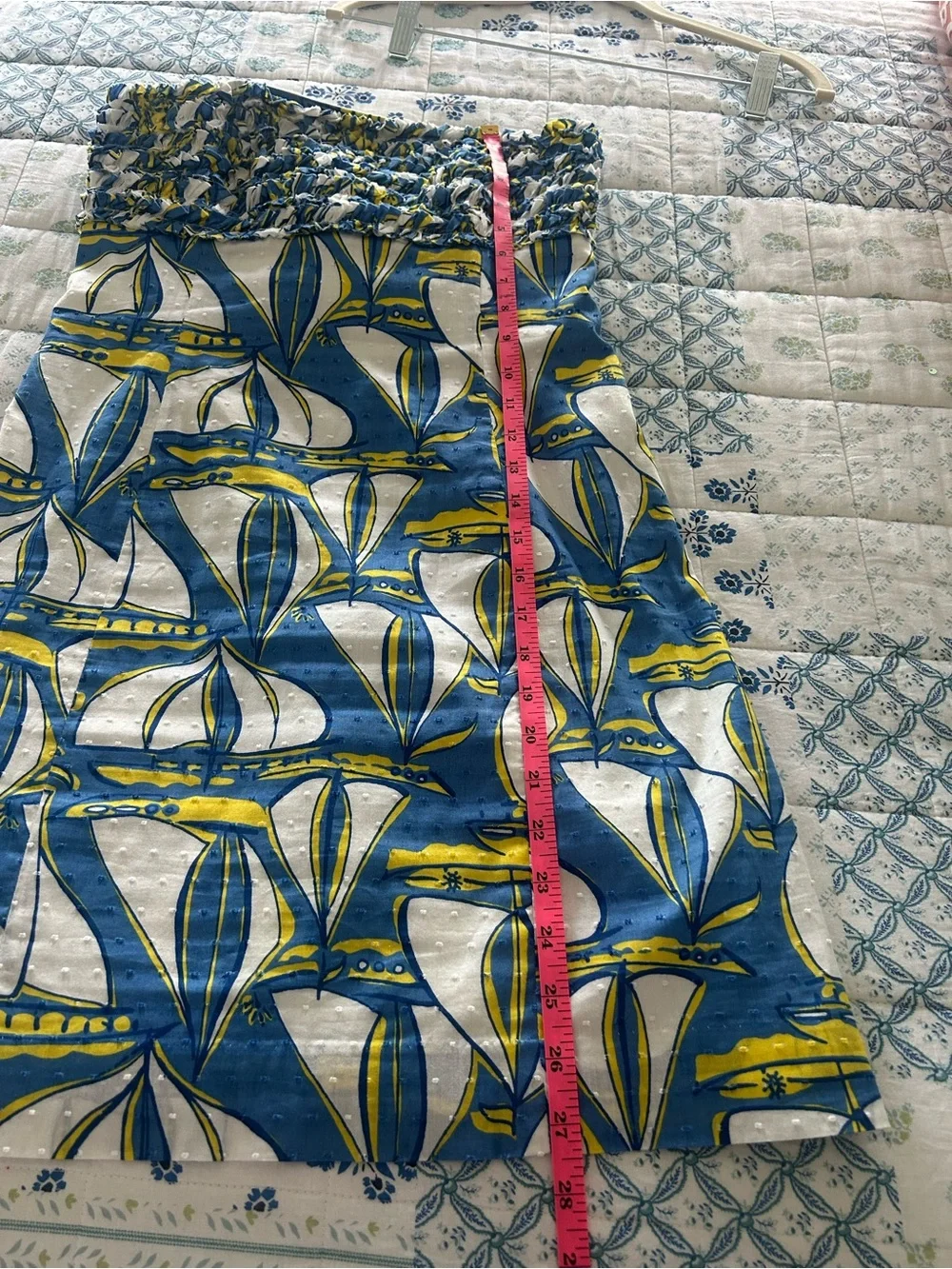Lilly Pulitzer Blue, White & Yellow Strapless Dress - Picture 6 of 6